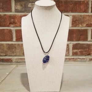 Leather Midnight Blue Pendant Necklace